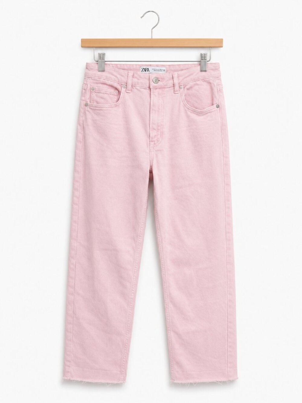 ZARA | Pink High-Waisted Raw Hem Denim Jeans – Women’s Size 14